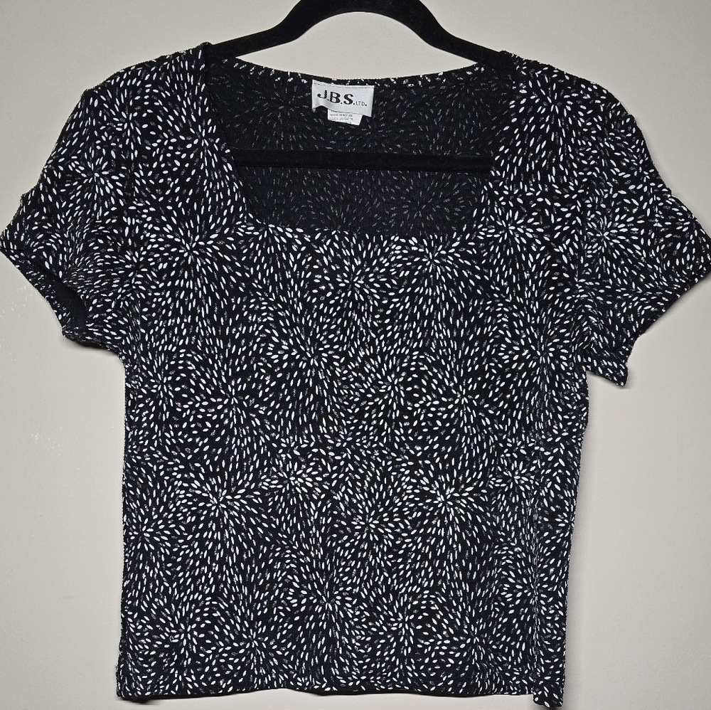 J.B.S. Vintage Cropped Glitter Short Sleeve Top